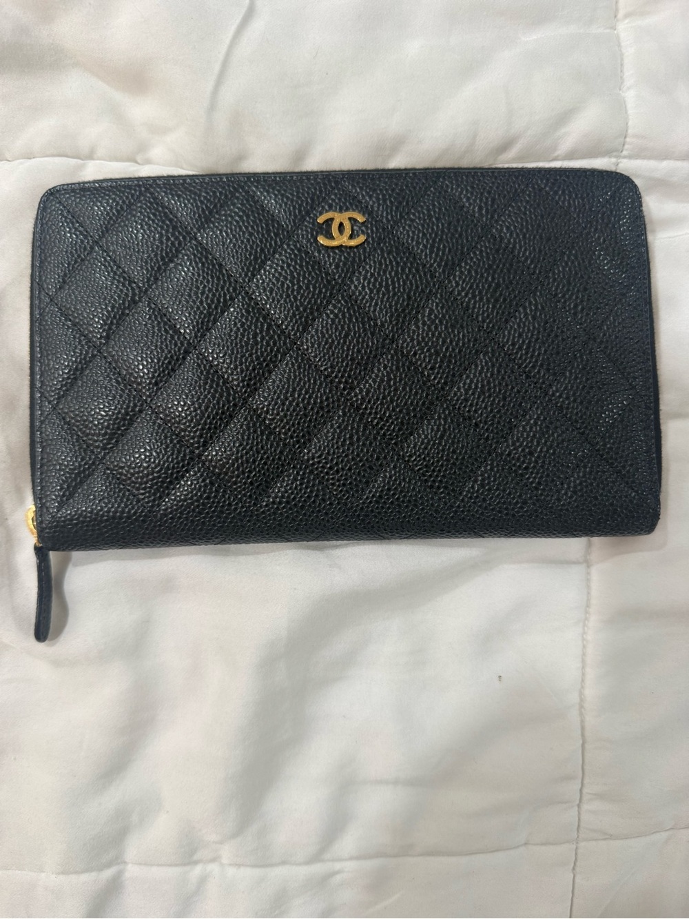 Chanel XL Quilted Zip-Around Wallet - Black